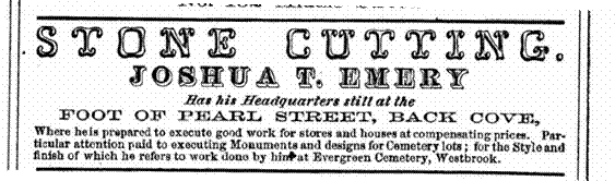 screenshot of an advertisement from an old newspaper titled Stone Cutting