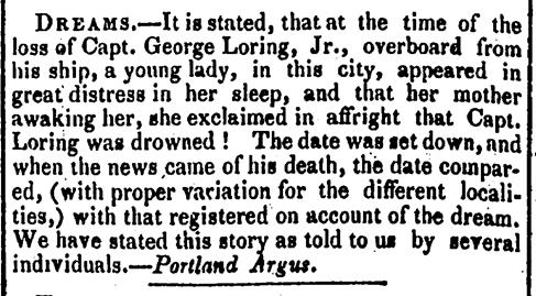 Screenshot from an old newspaper article, the Portland Argus about George Loring. Text transcription follows