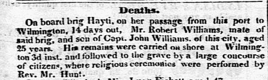 Screenshot of an old newspaper article about Robert Williams. Text transcription follows