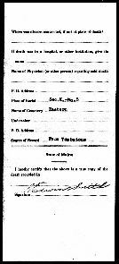 scan of the second page of a 2-page paper document named Copy of an Old Record of a Death