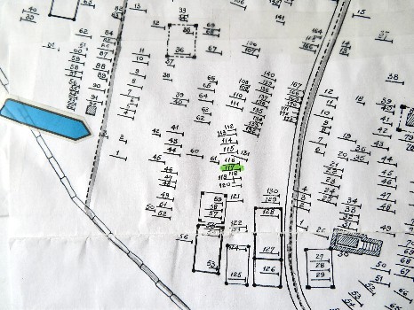 screenshot of a detail of the Eastern Cemetery burial map with an arrow pointing to a plot 3