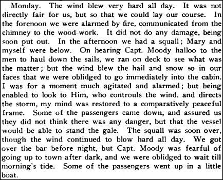 screenshot of an excerpt from an old book that starts with Monday