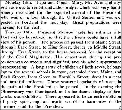 screenshot of an excerpt from an old book that starts with Monday 14th