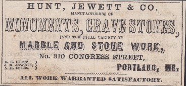 screnshot of an old newspaper ad for Hunt, Jewett Company