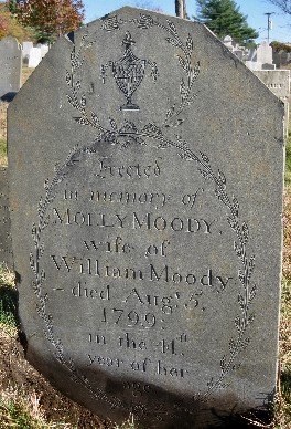 old slate gravestone in Eastern Cemetery for Molly Moody