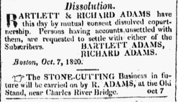 screenshot from old newspaper ad titled Dissolution