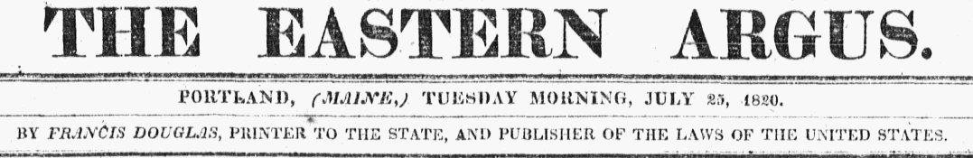 Screenshot of Eastern Argus newspaper masthead