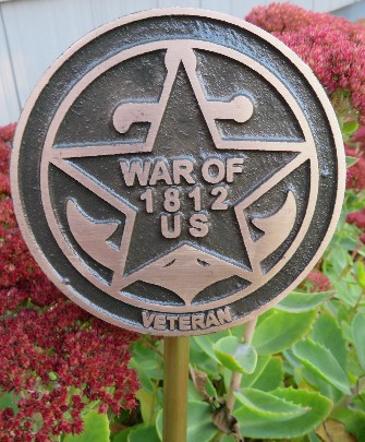 US War of 1812 veterans cemetery medallion on a stake to decorate a grave